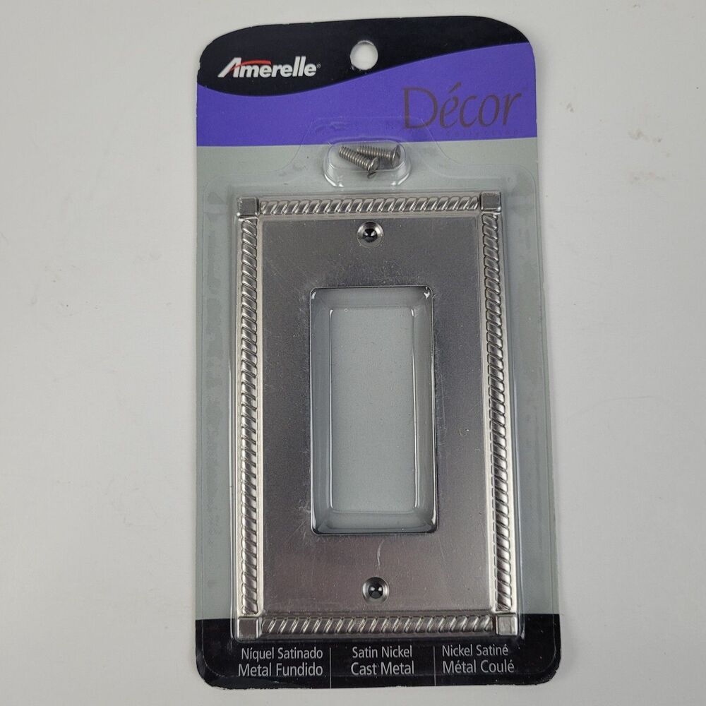 Amerelle Metallic 1-Gang Satin Nickel Decorator/Rocker Wall Plate